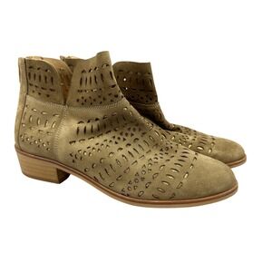 KANNA Suede Ankle Booties Tan Leather Made in Spain Size 6-6.5‎ (37)